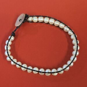 Freshwater Pearl Bracelet with Black Cord